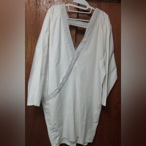NWOT Sticky Fingers Elegant Cream Tunic Dress with Beige Trim